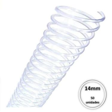 Imagem de Espiral Plastico Para Encadernação 14mm Transparente C/ 50 Pcs - Mares