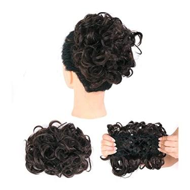 Imagem de Mulheres Bun Scrunchies Extensões de cabelo cacheado bagunçado coque updo peruca chignons pentes fáceis de esticar grampo em extensões de rabo de cavalo para mulheres Pão (Color : Q8-4)