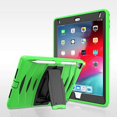 Imagem de QYiD Capa de tablet para iPad 9.7 2018/2017 capa protetora resistente à prova de choque com suporte integrado e caneta solt para Apple iPad Pro 9.7 (2016)/Apple iPad Air 2/6ª/5ª geração, verde