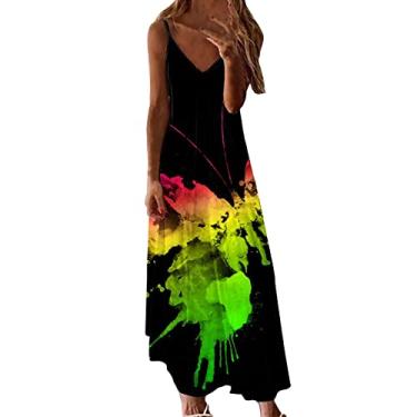 Imagem de Vestidos maxi de praia multicoloridos estampados moda feminina vestidos casuais folha de bordo colorida botão casual, Bronze, GG