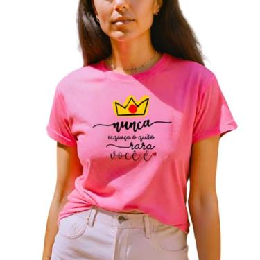 Imagem de Camiseta T-shirt Feminina Estampado Mulher Poderosa Blusinha Camisa Moda Plus Size CF01-011 (Rosa, PP)