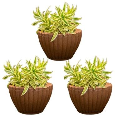 Imagem de KIT 03 BACIAS GREGA VASOS POLIETILENO PARA PLANTAS E AMBIENTES PREMIUM (MARROM)