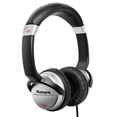 Imagem de Fone de ouvido Profissional Numark para DJ HF125 com 7 posições ajustáveis e cabo com 1,8 m de extensão, preta com detalhes na cor prata, Compacto