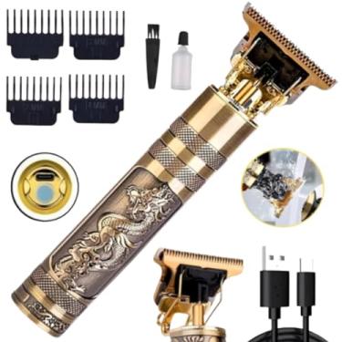 Imagem de Generic Máquina Profissional Dragão Acabamento Sem Fio Cabelo Barba Pezinho Personalizada Com Limitador de Lâmina Ajustável Recarregável 4 Pentes Óleo Escovinha Kit Aparador Acabamento