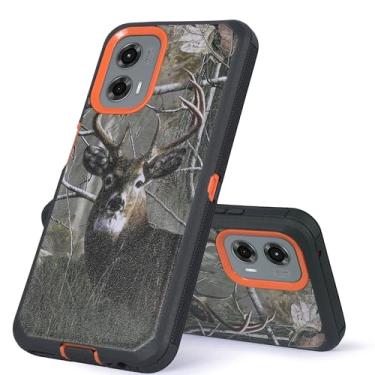 Imagem de ThousandGear Capa compatível com Motorola Moto G 5G 2024 com clipe para cinto, capa protetora contra quedas de grau militar resistente com protetor de tela embutido (veado)