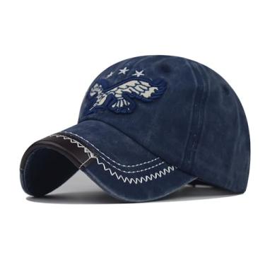 Imagem de Boné de beisebol vintage masculino chapéu de sol de algodão moda águia bordado boné esportivo unissex, Azul marino, G