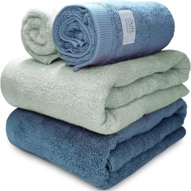 Imagem de Jogo de Banho Gigante Banhão Buddemeyer Dual Air 100% Algodão 4 peças Toalha Alta Absorção Macia Grossa (Azul Verde 1810/1676)