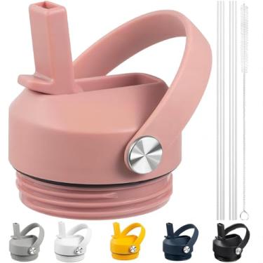 Imagem de FLORAPELL Tampa com canudo para Yeti Rambler 18 26 36 1,8 kg, tampa com canudos e alça flexível, tampa de substituição para Yeti 510 g 737 g 1,02 l Rambler garrafa de água tampa de palha, rosa arenito