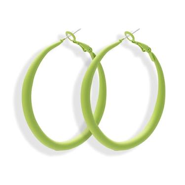 Imagem de Brincos de argola coloridos para mulheres, brincos de verniz para assar lindos brincos de doces joias para mulheres 5 cm/1,96", Metal, Sem pedra preciosa