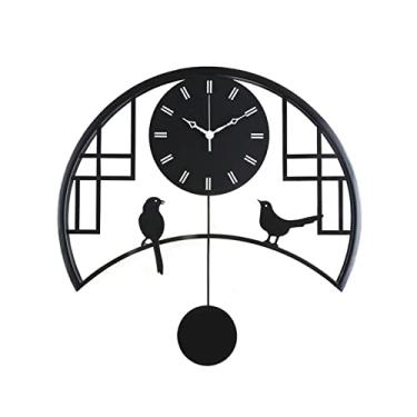 Imagem de Relógio de parede grande de 19,68 polegadas Novo relógio de parede retrô chinês para casa sala de estar quarto decoração de parede relógio de parede (preto/marrom) relógio de parede para sala de estar