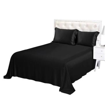 Imagem de Jogo de lençol de cama de seda com 3 peças, luxuoso, Queen King, lençol de cima com 2 fronhas, edredom (6 solteiros)