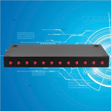 Imagem de FYBOPTWU -12 caixas de montagem em rack monomodo de 12 portas ST-UPC e bandejas de emenda kit de carretel de cabos de fibra (inclui pigtail e acopladores), caixa de painel de remendo de 12 núcleos LGX