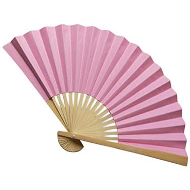 Imagem de YQHWLKJ Ventiladores de mão dobráveis estilo chinês, leque dobrável de mão, papel de bambu, leque dobrável, festas, presentes de casamento, decoração de casa