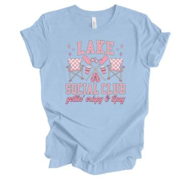 Imagem de Trenz Shirt Company Linda camiseta feminina feminina de manga curta Lake Social Club, Azul bebê, XXG