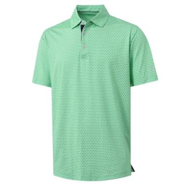 Imagem de M MAELREG Camisa polo masculina de golfe de manga curta com estampa de ajuste seco e absorção de umidade, Verde azul-marinho, XXG