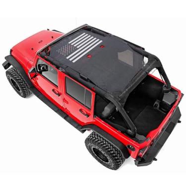 Imagem de Savadicar Capa de proteção solar completa de malha para Jeep Wrangler JK JKU 2007-2018, fornece proteção UV, poliéster durável, preto