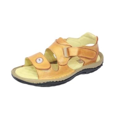 Imagem de Sandalia masculina, em legitimo couro bovino, forrada em couro modelo 466 cla (43, 466 Latego Bege)