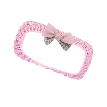 Imagem de Motoforti Capa decorativa universal para espelho retrovisor interno, strass de cristal falso com nó de laço para mulheres, cristal falso de tecido, rosa, 1 peça