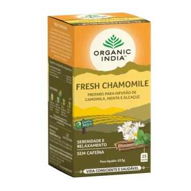 Imagem de Chá Organic India Fresh Chamomile 25 Sachês Serenidade e Relaxamento Camomila, Menta e Alcaçuz Sem Cafeína