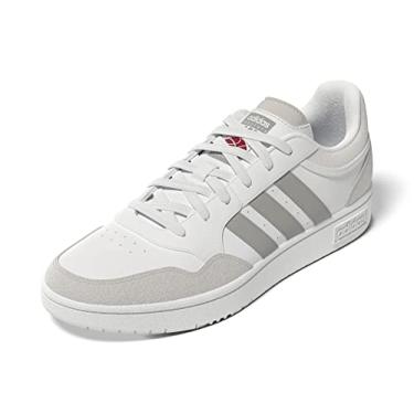 Imagem de adidas Tênis de basquete feminino Hoops 3.0 Low, Branco/cinza metálico/cinza, 46