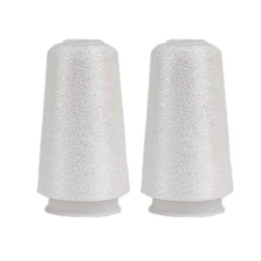 Imagem de Truevalue 2 bolas de fio de lurex acessório, fio de tricô metálico brilhante com glitter, fio brilhante para tricô e crochê 474 metros (glitter branco)