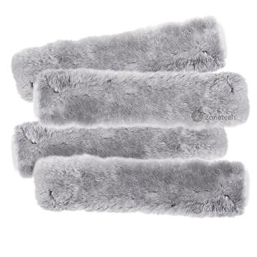 Imagem de Cinto de segurança para carro Zone Tech acolchoado macio confortável – Pacote com 4 cintos de segurança de qualidade premium cinza exuberante acolchoado de ombro macio confortável