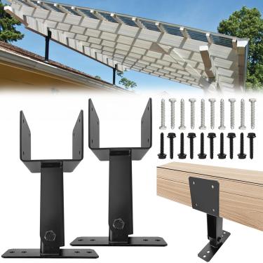 Imagem de ITEVE.GD Kit de suporte de elevação de telhado, elevador de teto de ângulo ajustável para madeira de 10 x 15 x 15 cm, suporte de viga de metal para pérgula ao ar livre, varanda, cabine de madeira com