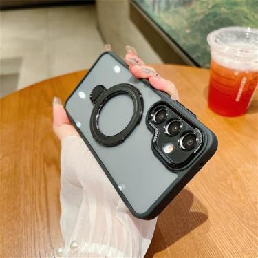 Imagem de Capa magnética transparente com suporte para celular, para samsung galaxy a54 a34 a14 a15 a25 a35 a55 a13 a12 a05, preta, para galaxy a25