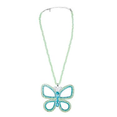 Imagem de Coraline Colar grande de borboleta grande, pingente de borboleta verde brilhante para mulheres, acessório de Natal de Halloween