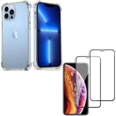 Imagem de Kit 2 Películas 3D Vidro + Capa Capinha Transparente para Iphone 13 Pr