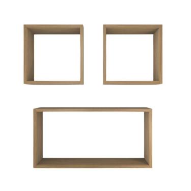 Imagem de Kit Com 3 Nichos Decoração Sala Madeira Retângular