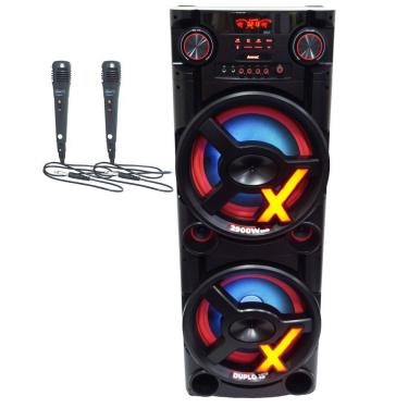 Imagem de Caixa Som Amplificada Bluetooth 2900W Rms Woofer 15´´ Usb Led Bivolt 2 Microfones Amvox Aca 2900 New