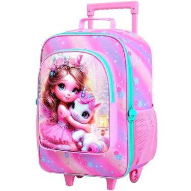 Imagem de AGSDON Mala de viagem infantil com rodas, mochila compacta com rodinhas para meninos e meninas, Unicórnio Lugg GZ, Medium