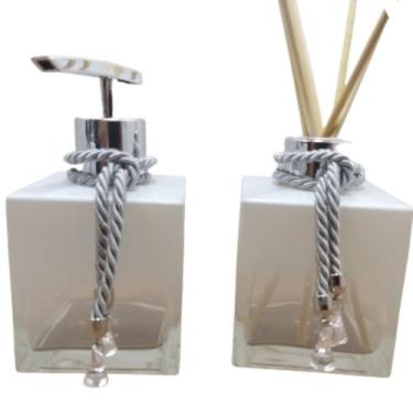 Imagem de Kit Lavabo Porta Sabonete Líquido Aromatizador Difusor-Jogo para Banhe