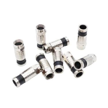 Imagem de 5 Unidades Conector RG6 De Compressão Metálico Para Cabo Coaxial Profi