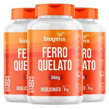 Imagem de Biogens kit 3x ferro quelato 34mg 60 tab