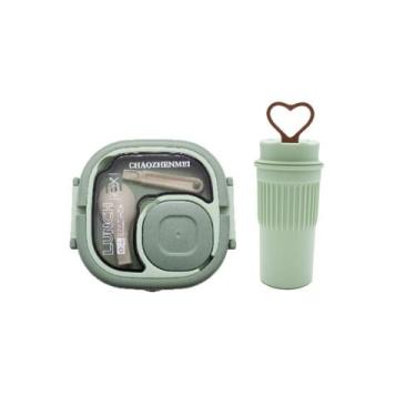 Imagem de Kit Marmita Infantil Talher E Copo 300ml Lancheira Escola - Domo Desig