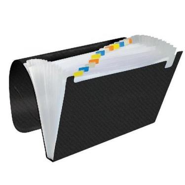 Imagem de Pasta Sanfonada DAC Organizadora A4 12 Divisorias Coloridas, PRETA