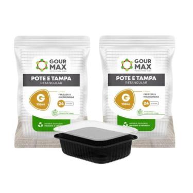 Imagem de Pote Preto C/ 48un 750ml Descartável Marmita Freezer Microondas Fitnes