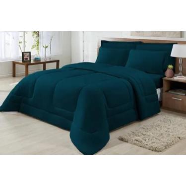 Imagem de Edredom Casal Padrão Malha 100% Alg Antialérgico Petróleio - Nathalia 