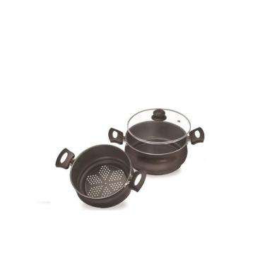 Imagem de Conjunto De Panelas Para Cozimento No Vapor 18 Cm - Preta - Dona Chefa