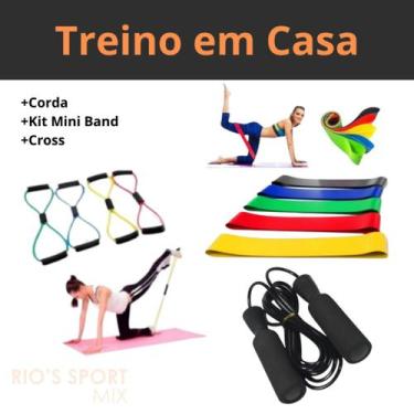 Imagem de Kit Treine Em Casa Fitness Com Elástico Extensor Cross Tube  + Corda d