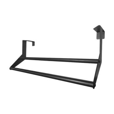 Imagem de Suporte Toalheiro Para Porta 60cm Em Aço Inox Preto Fosco - DECORPLACE