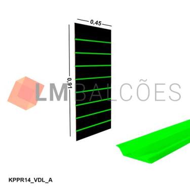 Imagem de Painel Canaletado Preto em Mdf 0,91 x 0,45m com Perfil Pvc Verde Limão
