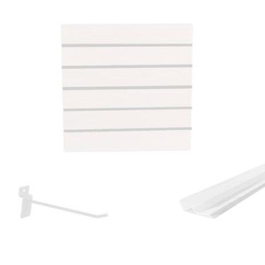 Imagem de Painel Canaletado Branco em Mdf 0,61 x 0,61m com Perfil Pvc Branco e 2