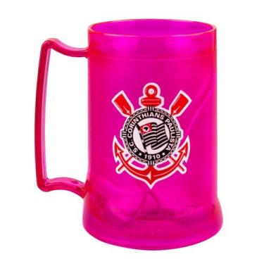 Imagem de Caneca Gel Isolante Térmico Rosa 400ml Corinthians - Mileno