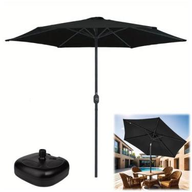 Imagem de Kit Ombrelone 2,5m Ipanema Preto Com Manivela Articulado + Base Plásti