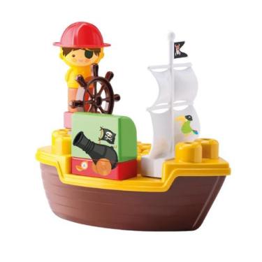 Imagem de Brinquedo Bebê Tchuco Blocks Navio Pirata c/ 49pcs - Samba Toys