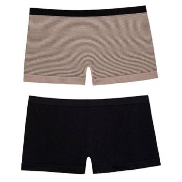 Imagem de Kit 2 Calcinhas Boxer DelRio 8291 Sem Costura, M, Preto, Quartzo listr