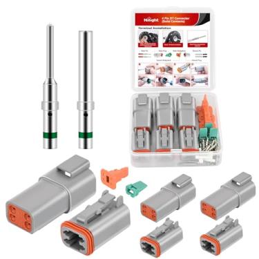 Imagem de Nilight Kit de conector DT de 4 pinos 3 conjuntos de conectores de fio elétrico à prova d'água com tamanho 16 contatos sólidos 14-20AWG e plugues de vedação para carro, caminhão, motocicleta, veículos